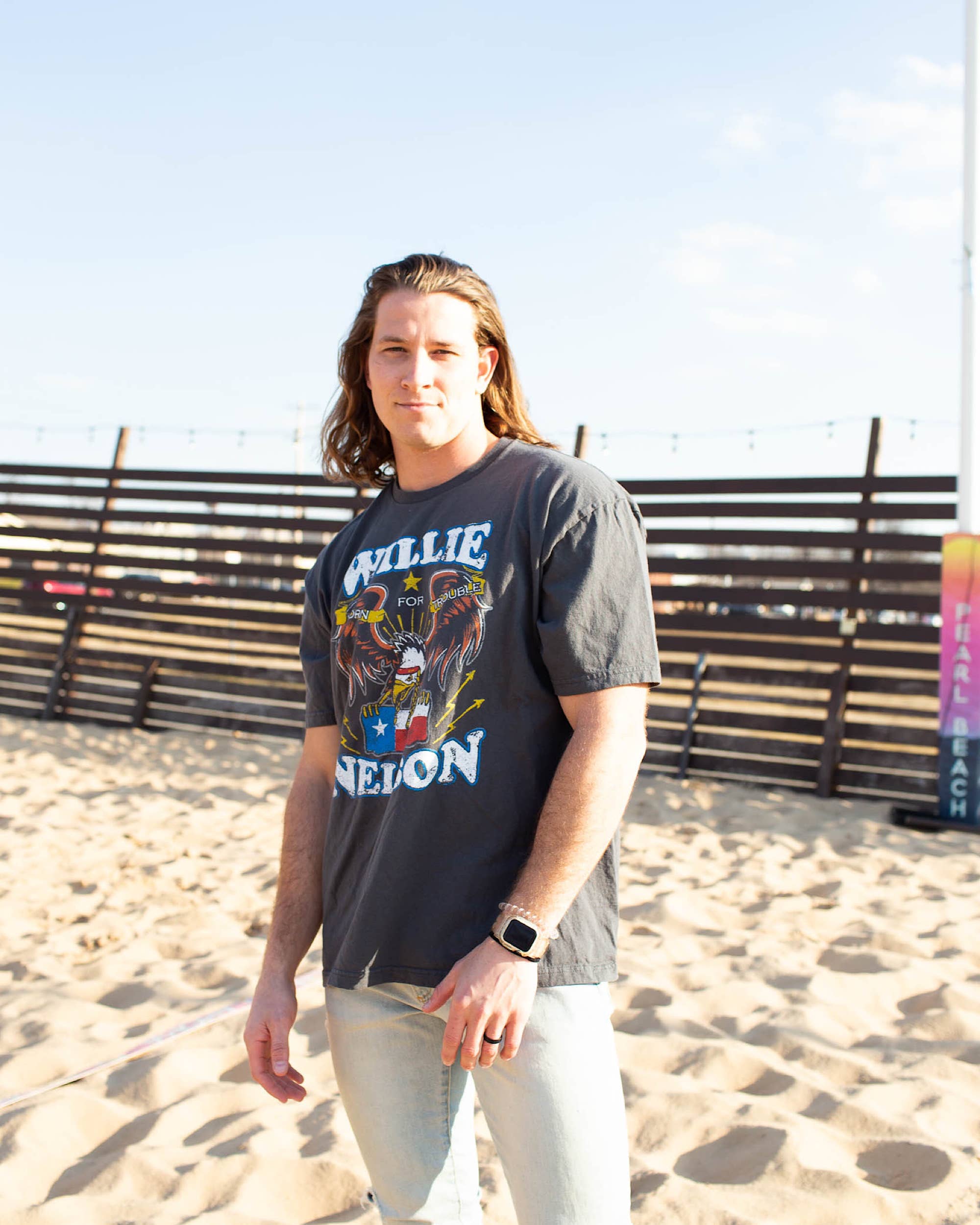 LivyLu - Wholesale Screen Printed T-Shirt - Unisex - Willie Nelson Born For Trouble Dark Gray Thrifted Tee2