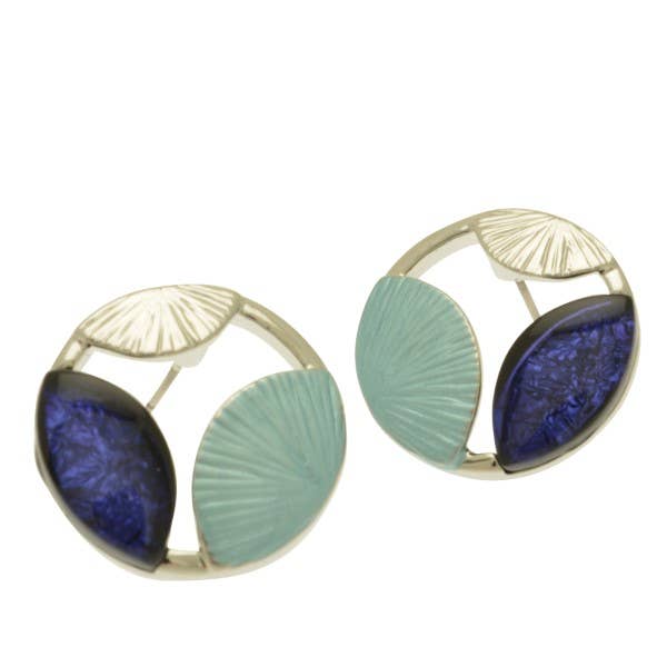 Miss Milly Limited – wholesale Stud/post earrings – Blue and Silver Ellipse Earrings0