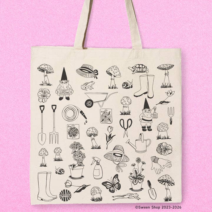 Bolsa de lona de jardín con gnomo y hongo para el mercado para venta al por mayor de Sween Shop