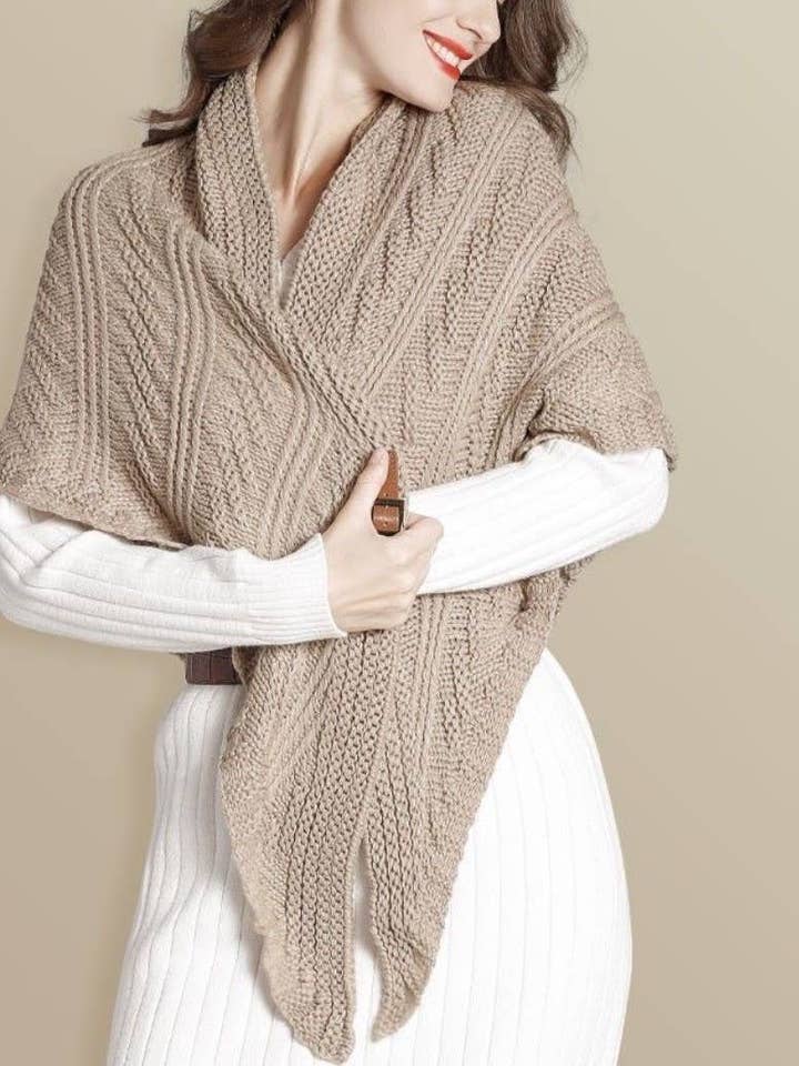 JC63305 Handcrafted Buckle Triangular Shawl for wholesale by JC Sunny Fashion