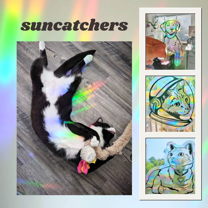 Angry Gato Designs - Wholesale Suncatcher - Rainbow-Making Suncatcher Sticker - Sitting Cat2