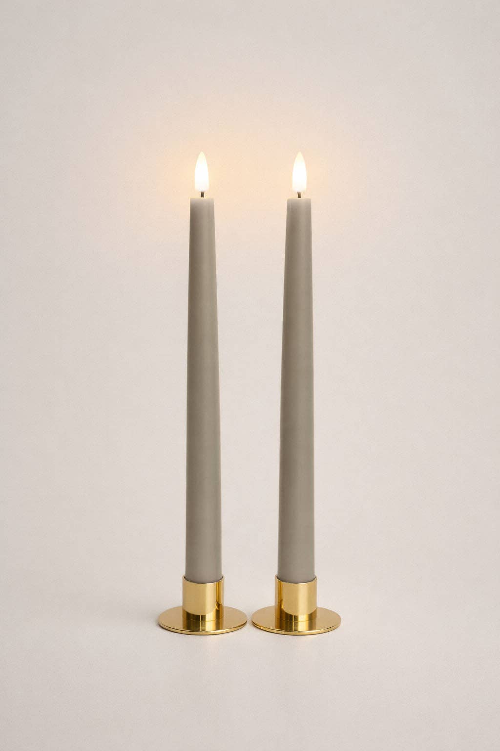 GLO & NEST - Wholesale Flameless Candle - Set of 2 LED Taper Candles - Warm Stone1
