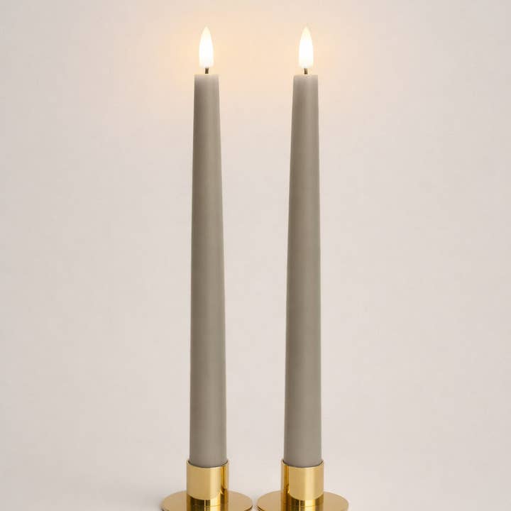 GLO & NEST - Wholesale Flameless Candle - Set of 2 LED Taper Candles - Warm Stone1