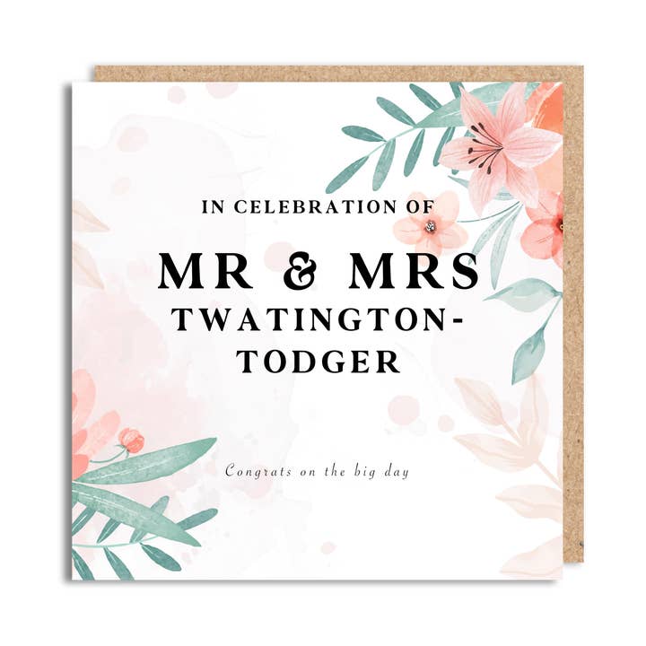 Sjovt bryllupskort - 'Twatington-Todger' for engroshandel hos The Buddy Fernandez Card Company