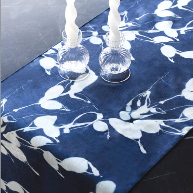 Porto Print in Indigo Runner for wholesale by Goldie Home