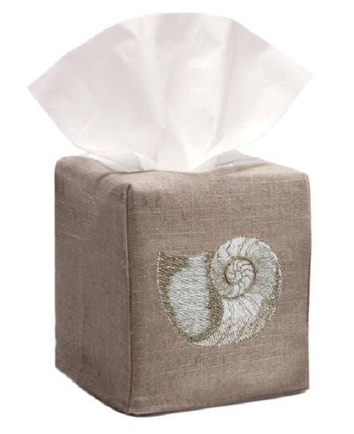 Jacaranda Living – Engroshandel Tissueboks – Kleenexboksbetræk, Naturligt Linned, Broderet1