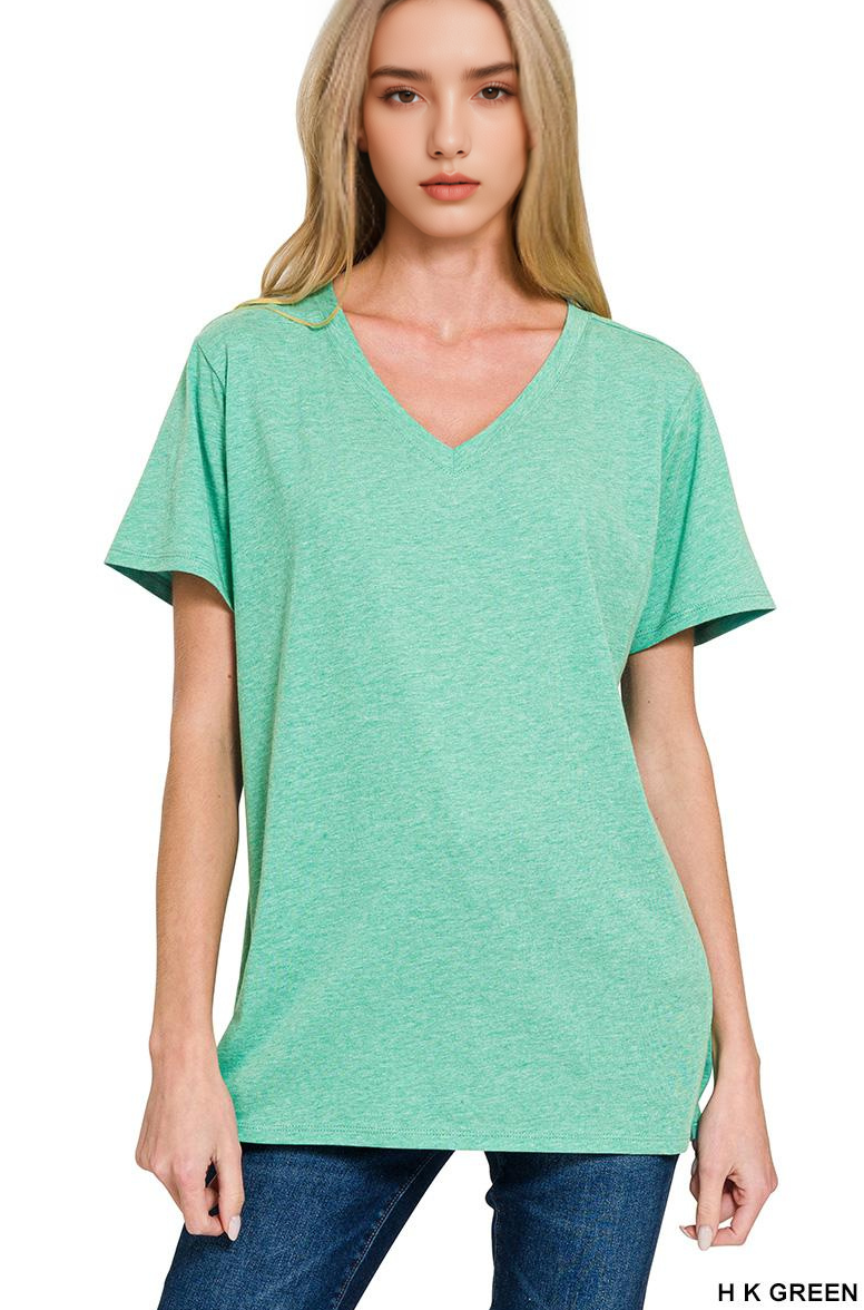 42POPS - Wholesale T-Shirt - Women's - `.Cotton Short Sleeve Boyfriend  V Neck Tee14