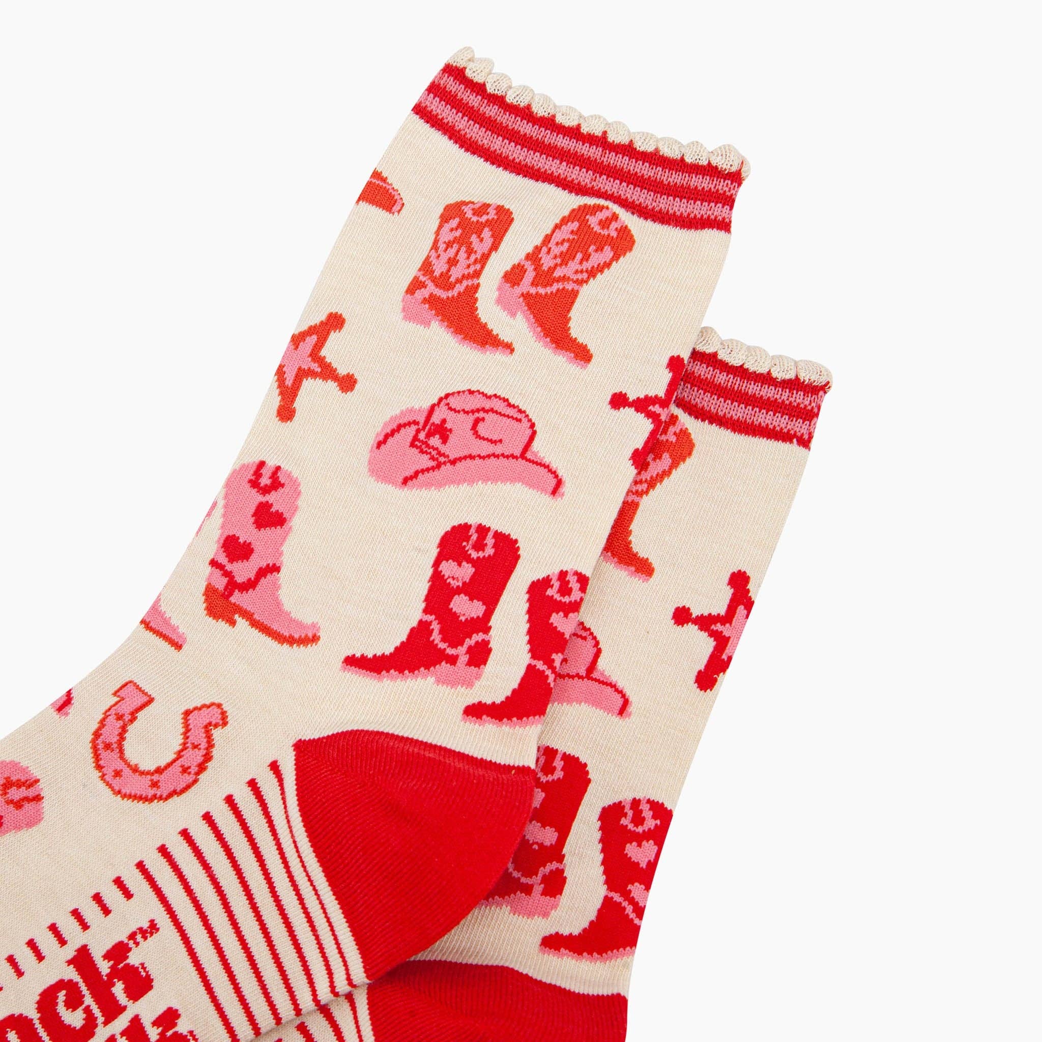 Sock Talk – wholesale Socks – Women's – Women's Bamboo Socks - Cream, Western Cowgirl2