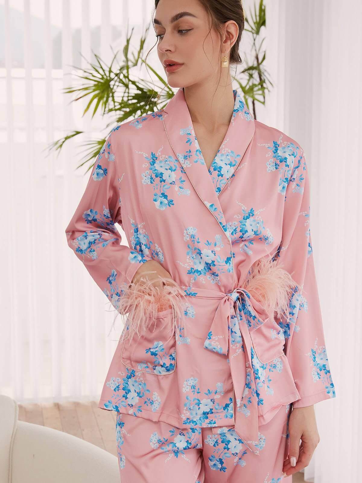 rose Ensemble de Pyjama à Fleurs 2 Pièces en vente sur Faire3