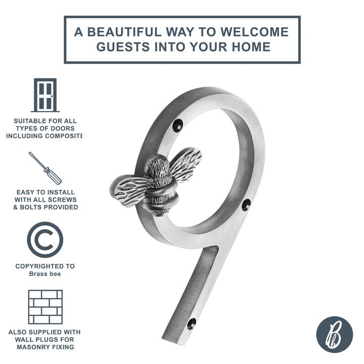 Brass bee - Vendita all'ingrosso Manopola/pomello - Numeri civici Brass bee in ottone finitura peltro con ape, altezza 13 cm19