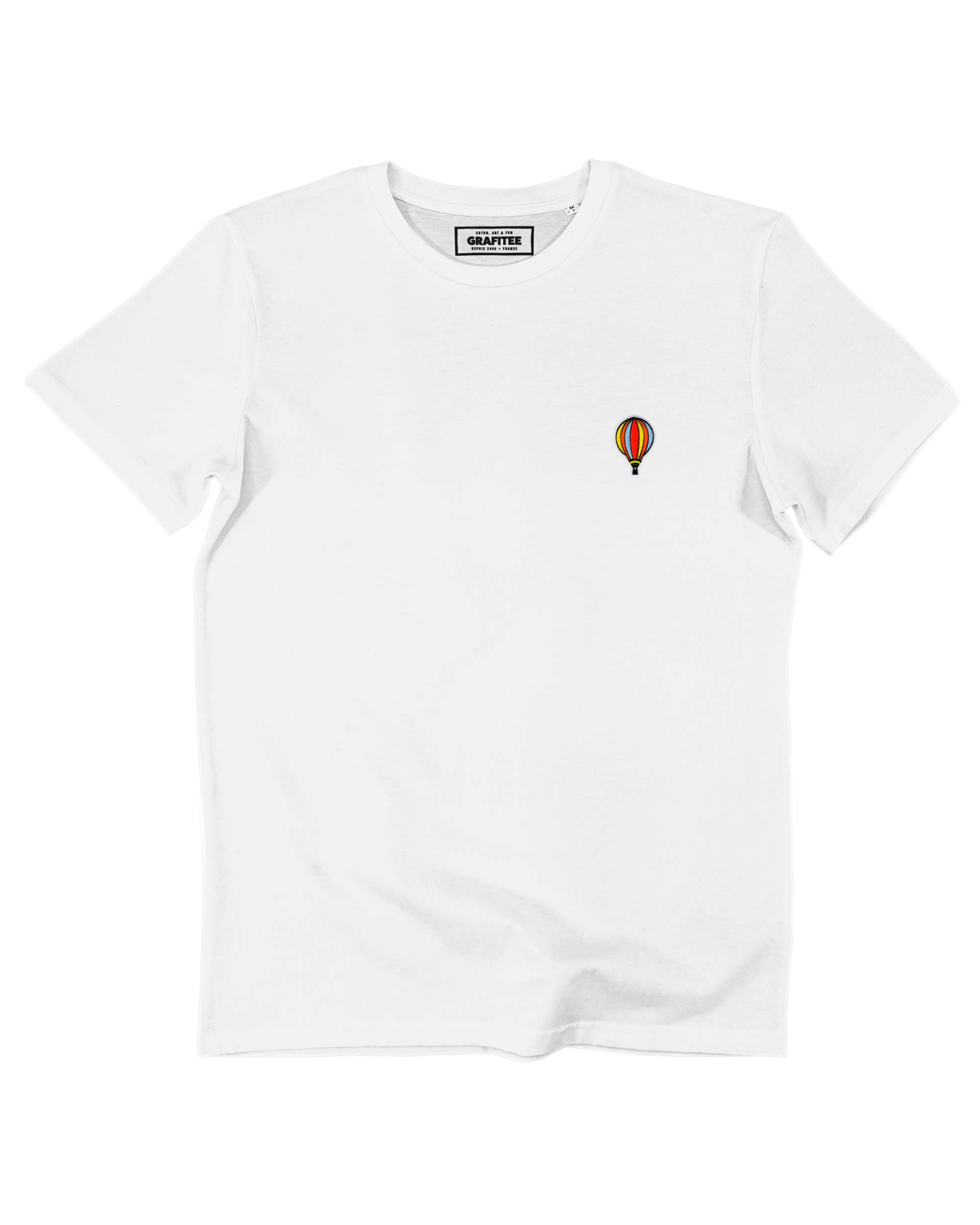 White Hot Air Balloon T-shirt (embroidered) - Balloon Embroidery T-shirt for wholesale on Faire0