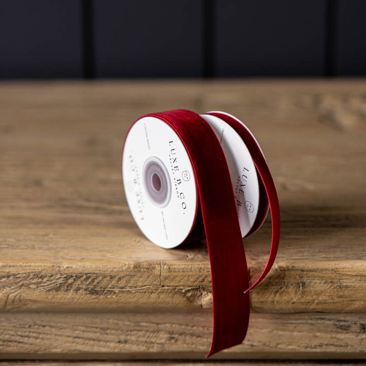Ribbon Garnet Red Velvet Holiday Decor for wholesale by Luxe B Co