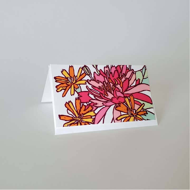 Little Green - Wholesale Stationery/Notecard Set - Pink Lotus Flower Mini Note Card, Florist Gift Tag