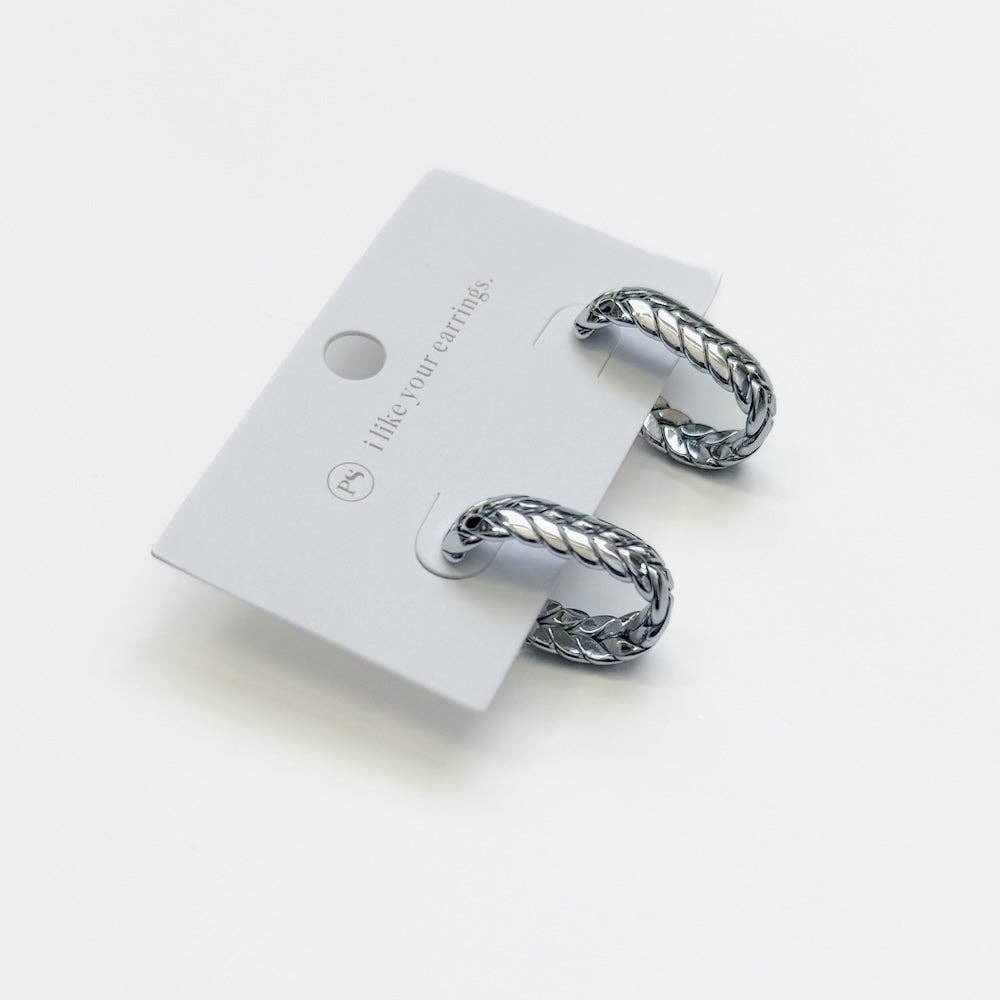 Pretty Simple - Vendita all'ingrosso Orecchini a cerchio - Orecchini a cerchio ovale intrecciato - IMPERMEABILI4