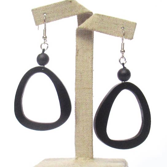 Lia black wood earrings for wholesale by Katie and Company