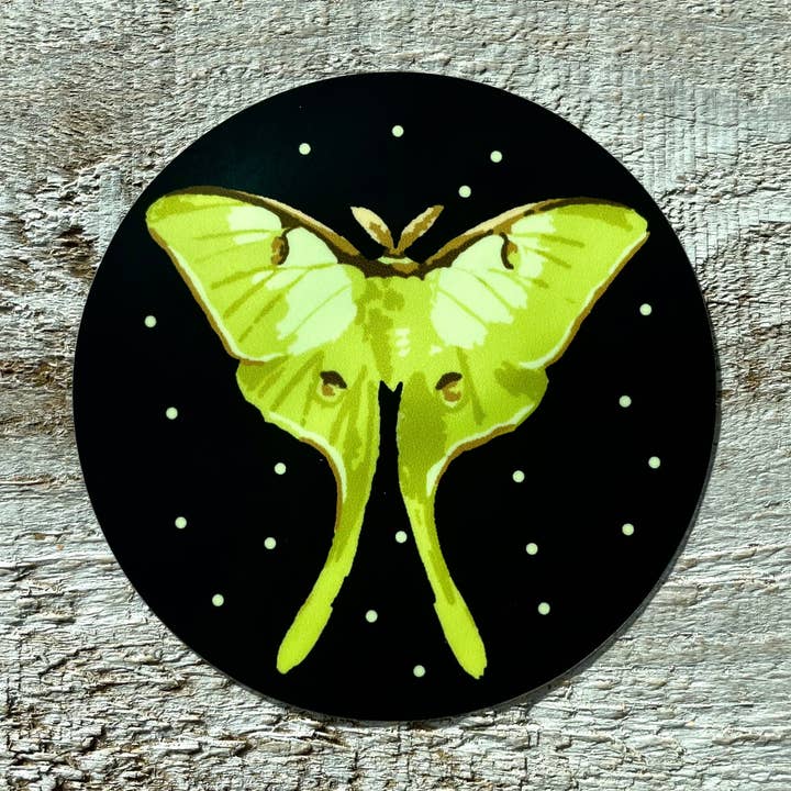 Luna Moth Sticker for wholesale by Think Greene