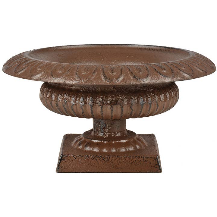 Esschert Design USA - Wholesale Urn - Low French Urn, Cast Iron, Antique Brown - Small