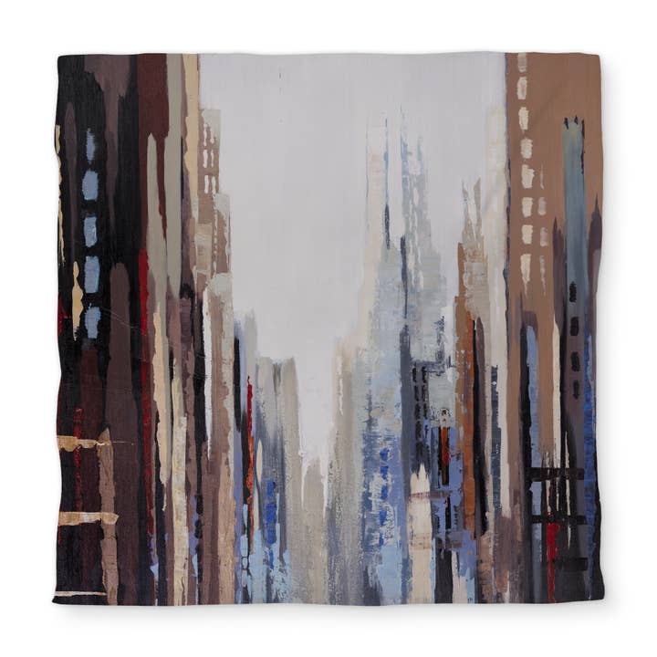 Abstracte Gebouwen Beige Moderne Dekbedovertrek | Woondecoratie voor wholesale door BEGIN HOME DECOR