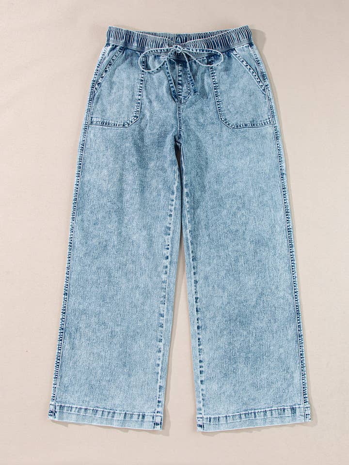 Myosotis Pantalon en jean Myosotis Mineral Wash avec cordon de serrage et taille ample en vente sur Faire