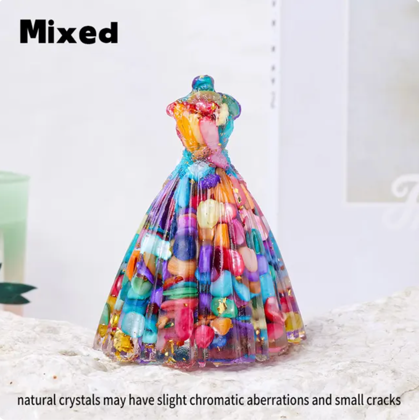 Crystolver (We Cover All Import Fees) - Wholesale Decorative Figurine - Princess Dress Crystal Gravel Statue0
