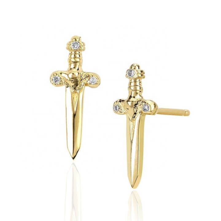 Double Edge Gold Studs for wholesale by Benny Loves Stella