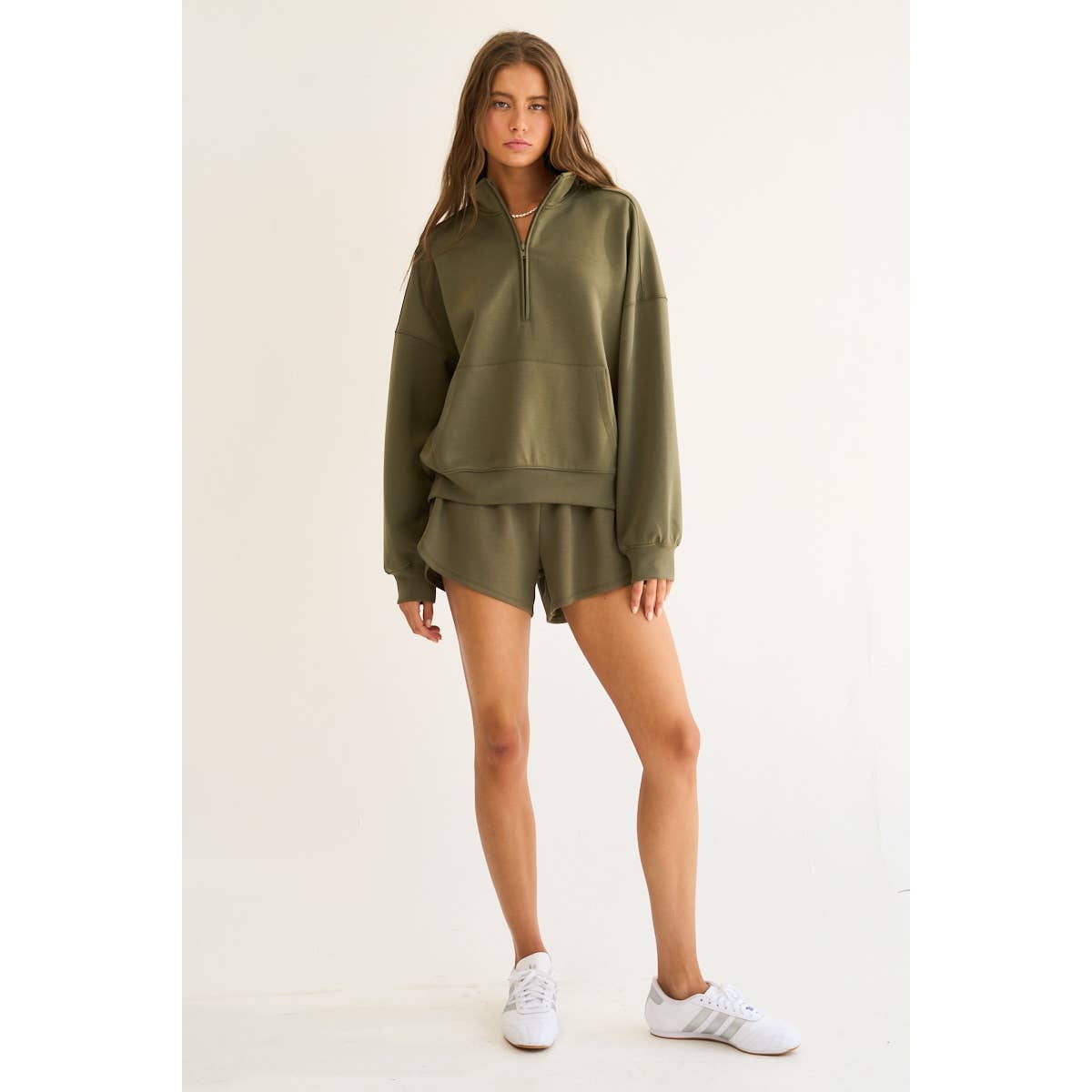 The GREii - Wholesale Sweatshirt - Women's - Mock Neck Half Zip Up Sweatshirt29