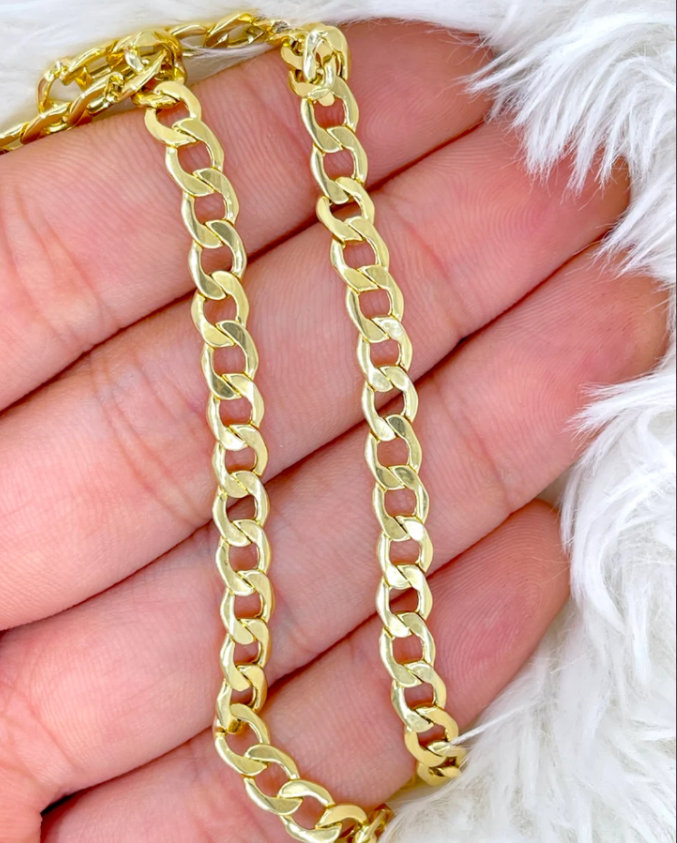 Karrbear - Wholesale Link & Chain Necklace - 14K Gold Flat Curb Chain 6mm Chain Necklace1