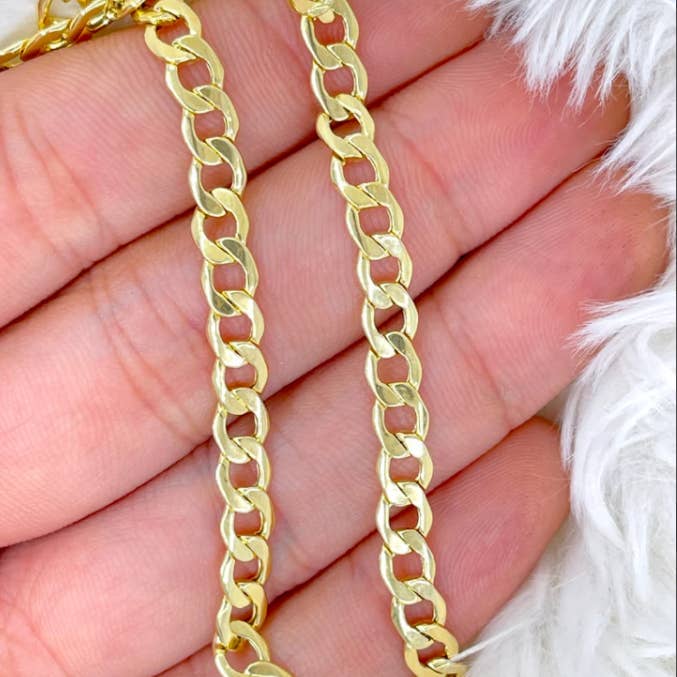 Karrbear - Wholesale Link & Chain Necklace - 14K Gold Flat Curb Chain 6mm Chain Necklace1