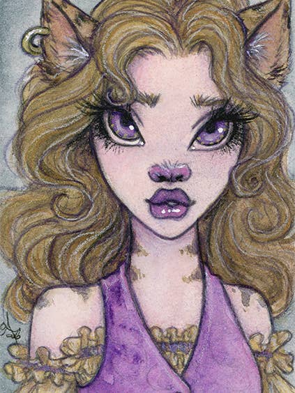 ACEO Small Art Print “Leetah” | Faerie Fairy | Werecat for wholesale by Faeries of Glittering Glen