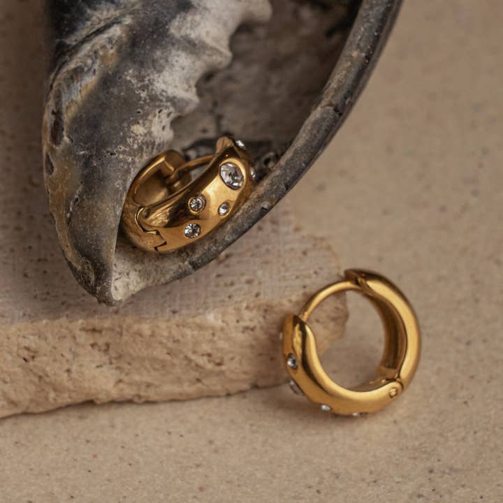 Agatha Gold Huggie Earring for wholesale by Faya & Co.