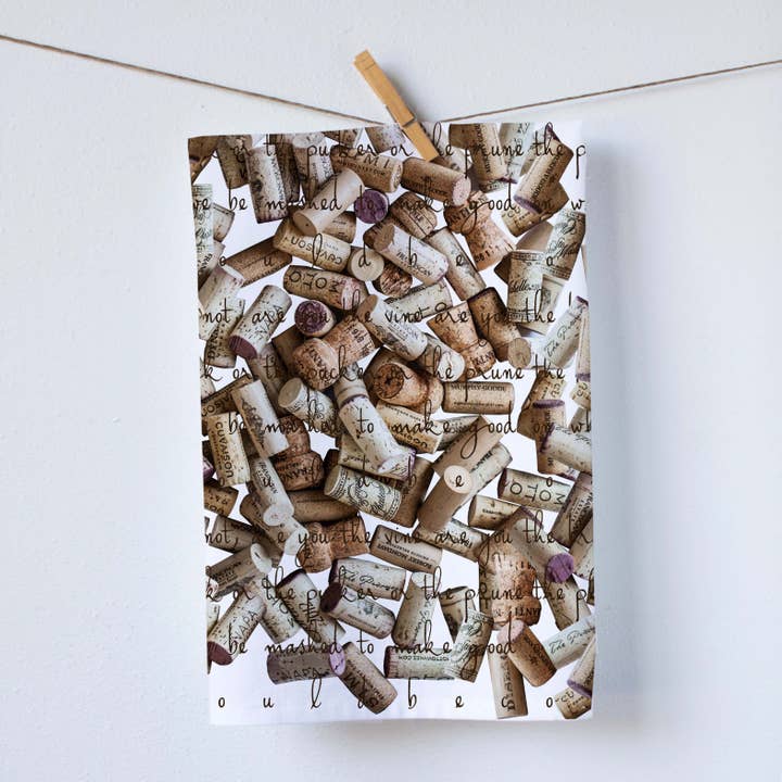 Corks Kitchen Towels for wholesale by Red Bird’s House