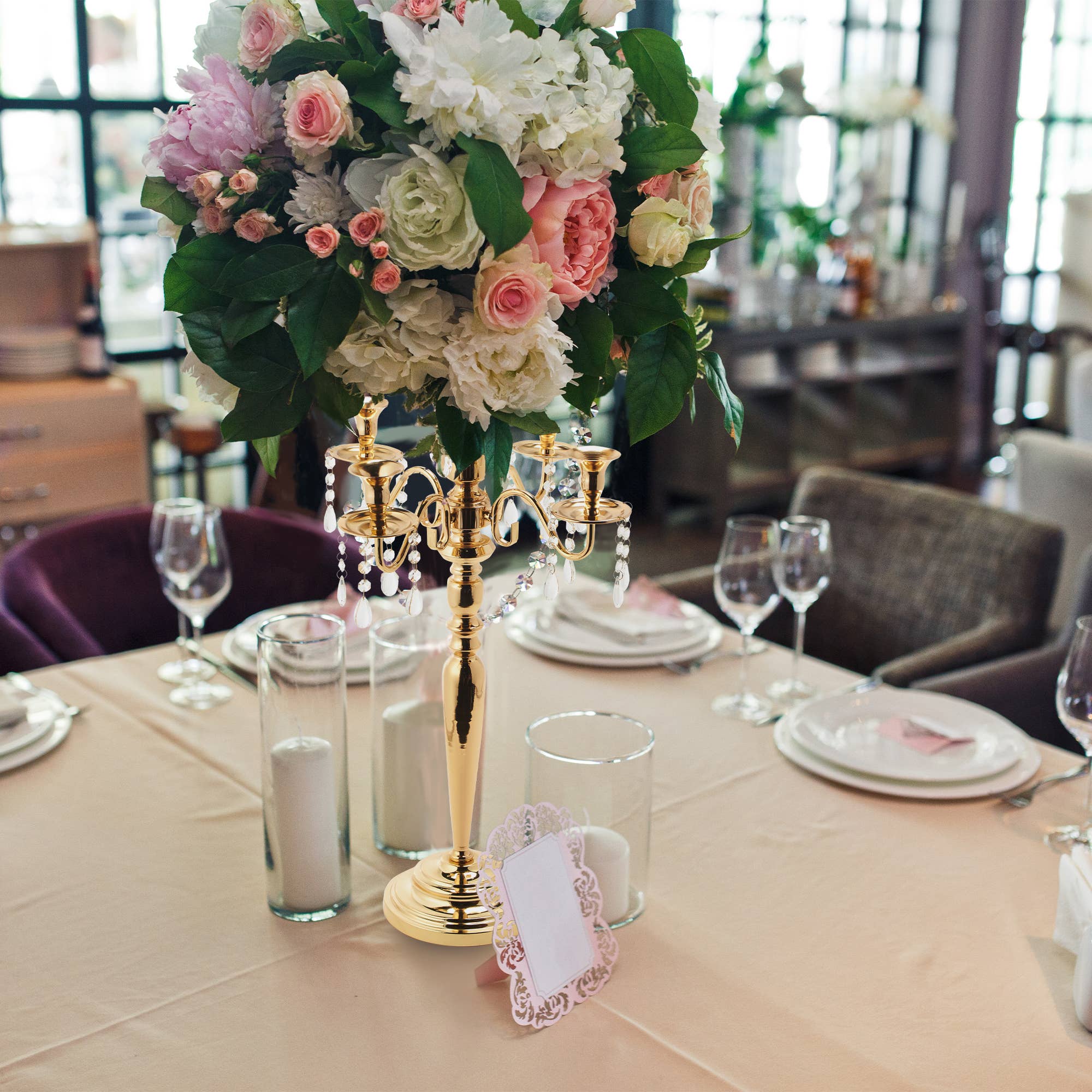 Or Candélabre floral classique 33" - Doré en vente sur Faire3