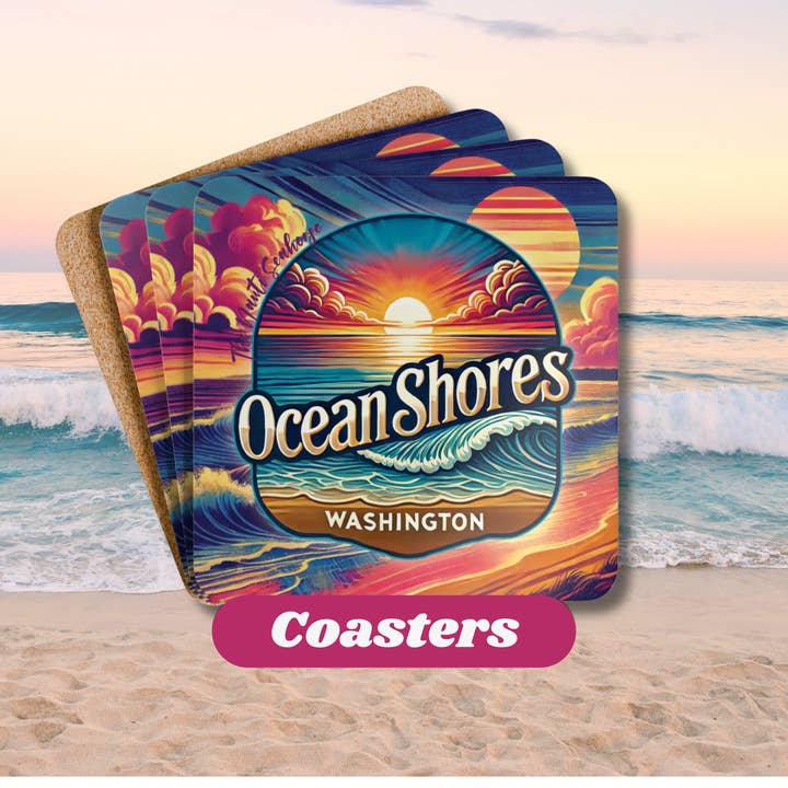 Ocean Shores Sunset Bar Coaster Single or Set for wholesale by The Naughty Equestrian