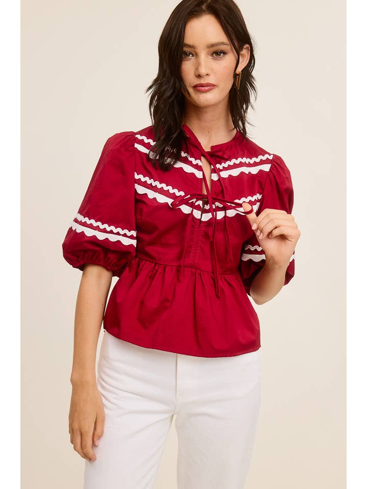 Ultramarine - Wholesale Blouse - Women's - Ric-Rac Half Sleeve Blouse7