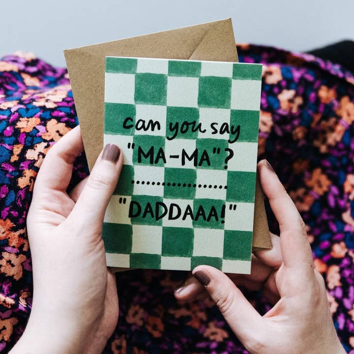 Can you say Ma-Ma? Funny Card from Baby for wholesale by I am Nat Ltd