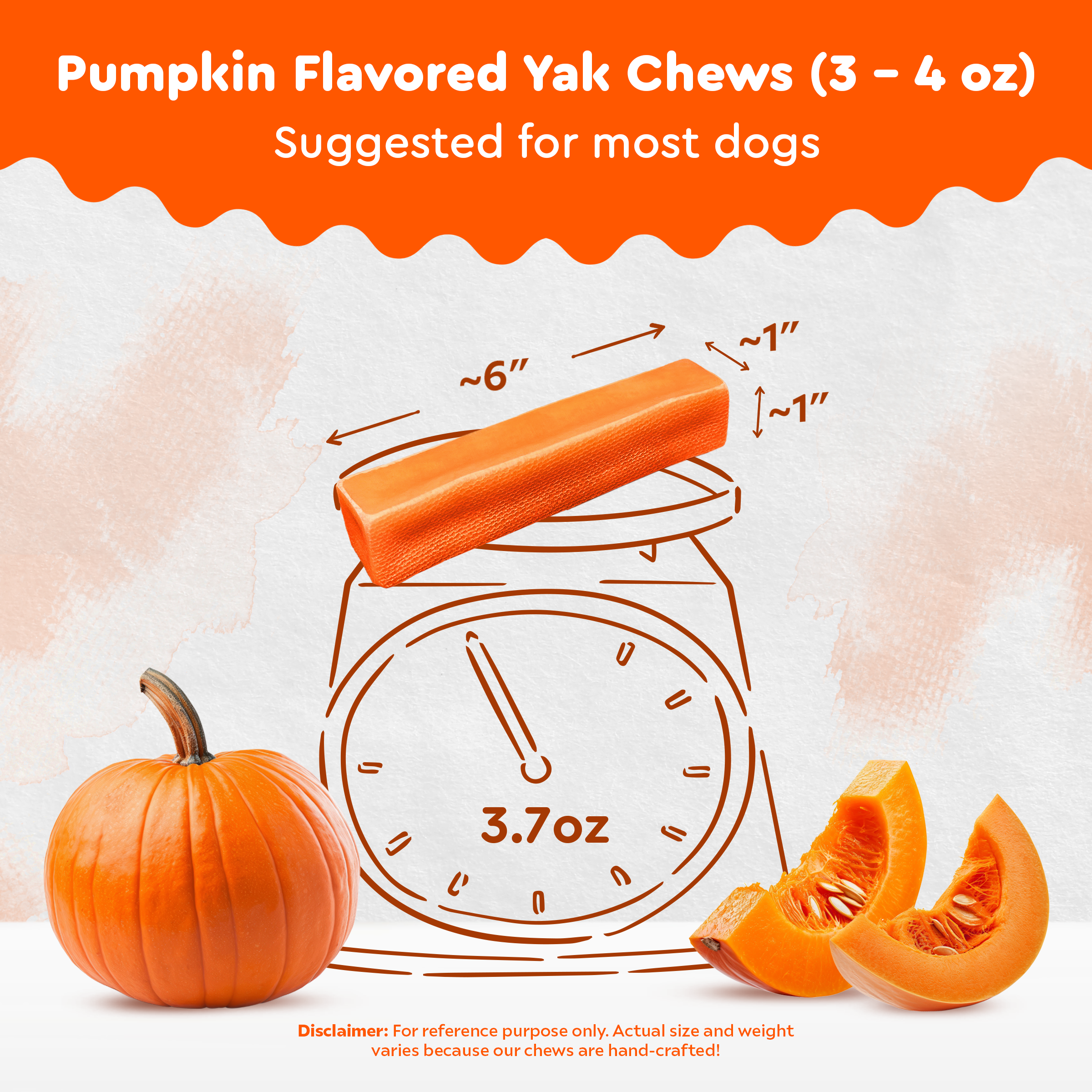 Kathmandu's Authentic Himalayan Cheese Yak Chew - Wholesale Pet Treats - Dog - Pumpkin Flavored Yak Chews by THE SAFE DOG CHEW COMPANY2