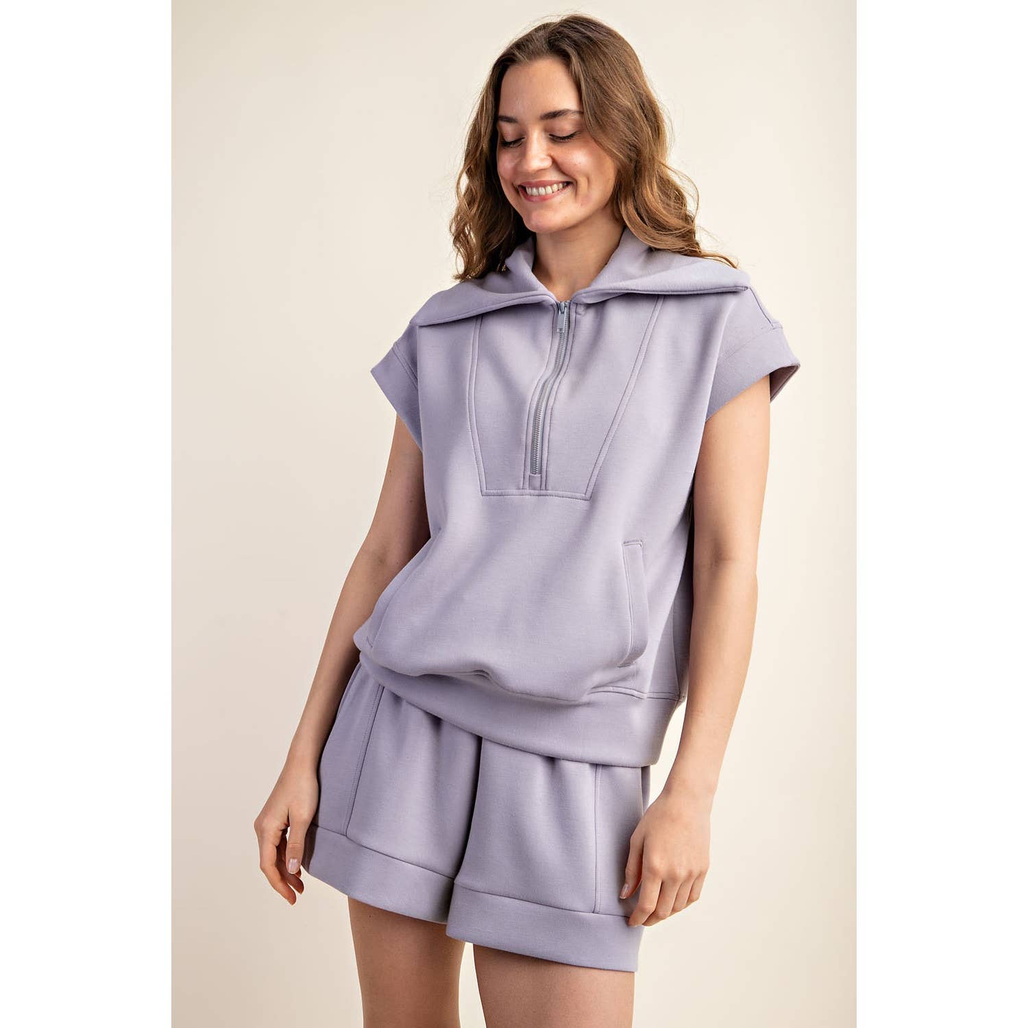 Rae Mode - Vente Haut de sport – femme - HAUT À MANCHES COURTES ET FERMETURE ÉCLAIR QUARTER EN MODAL POUR PLONGÉE38