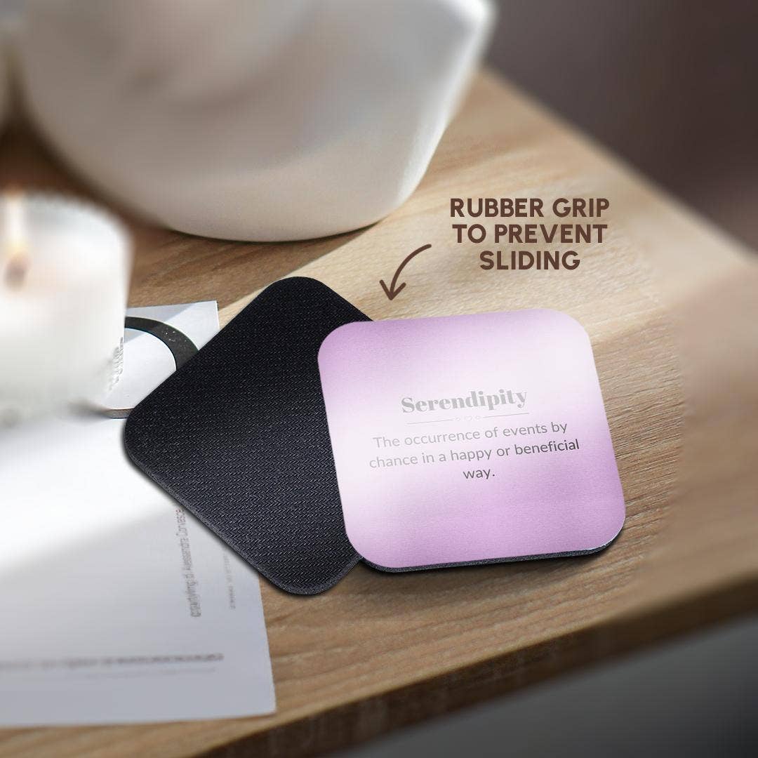 3dRose - Wholesale Coasters - 3dRose, Serendipity and its meaning typography, Coaster10