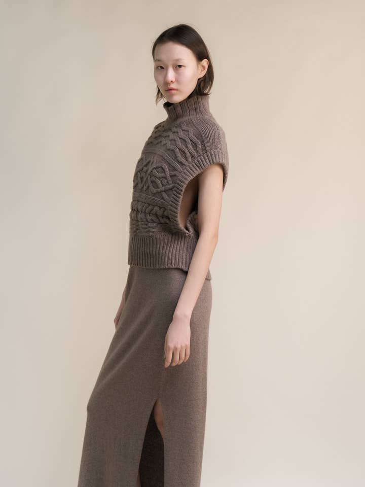 Lèmme - Wholesale Tunic Sweater - Women's - Cashmere Mix Maxi Cable Tunic11