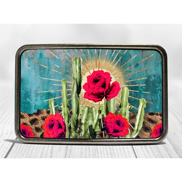 Bungalow Blue Trading Co - Wholesale Belt Buckle - Women's - Boho Cactus Rose Belt Buckle1