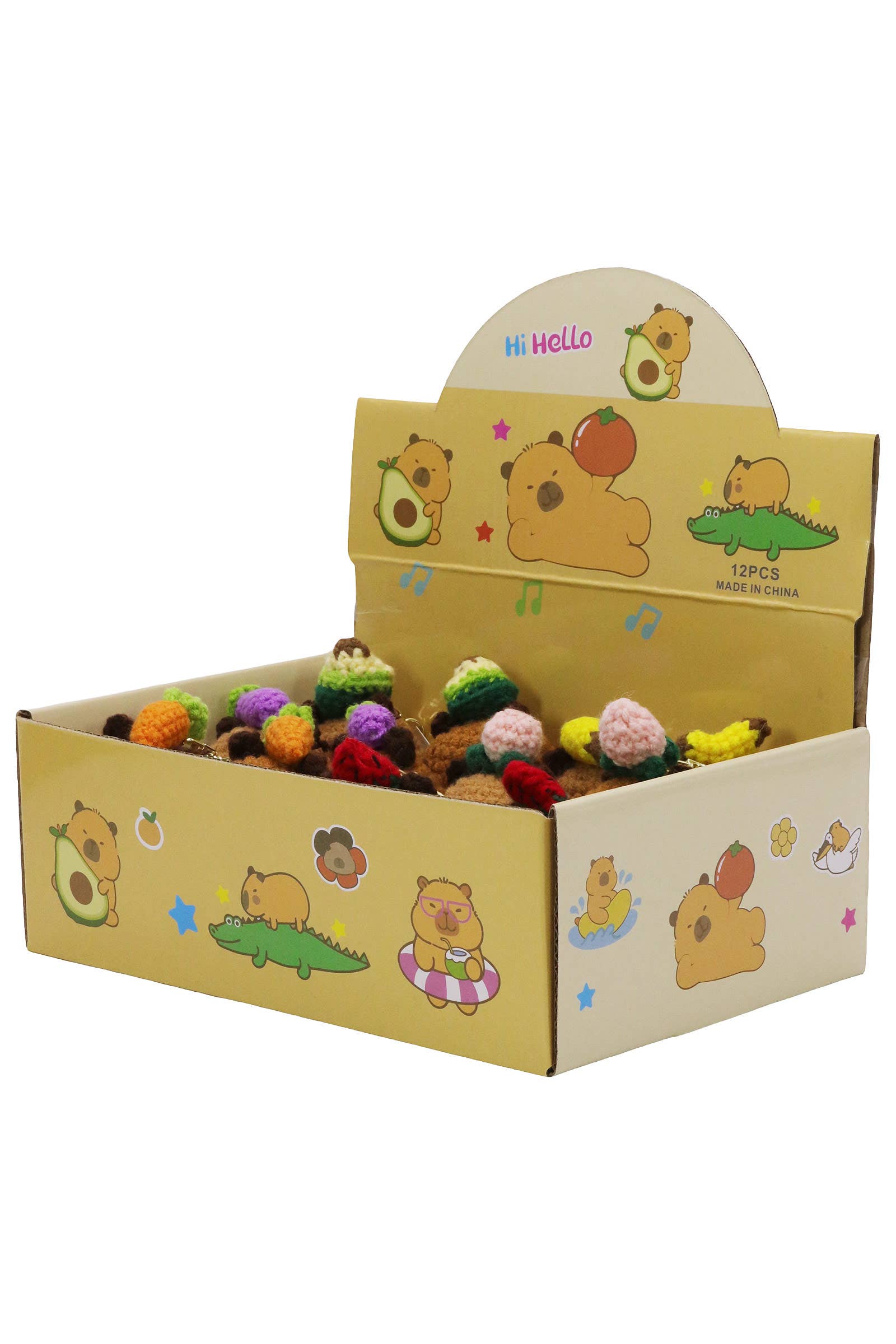 ASSORTED Capybara Fruits And Veggies Crochet Key Chain for wholesale on Faire1