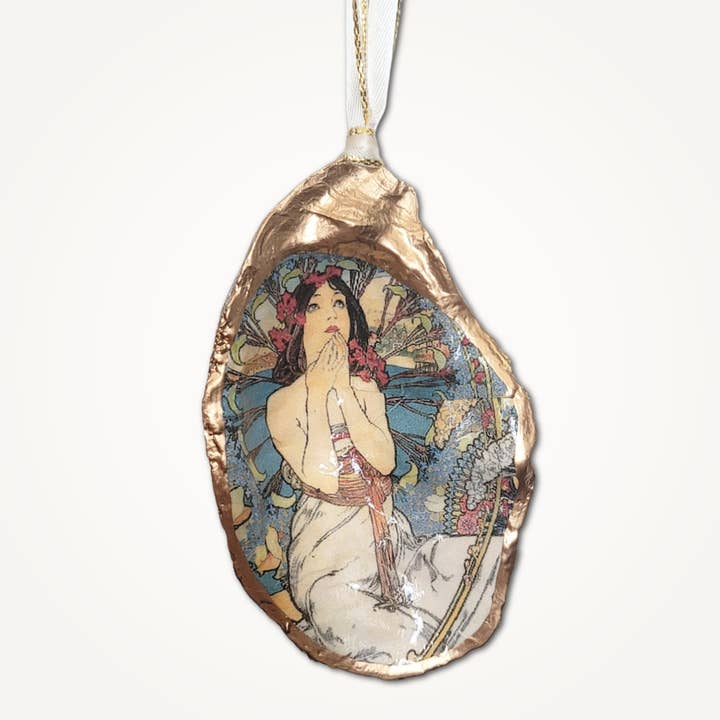 Alphonse Mucha Mónaco • Concha de Ostra por atacado de Beatrixbell Handcrafted
