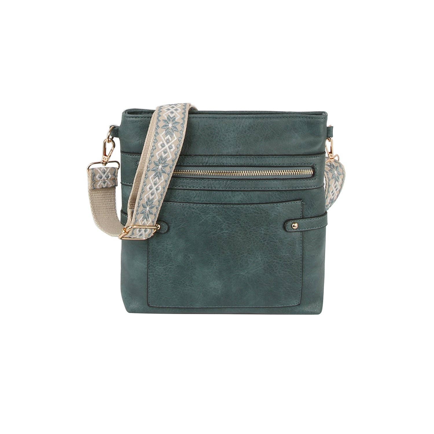 Handbag Factory Corp - Wholesale Crossbody Bag - Women's - Square shape front pocket guitar strap crossbody