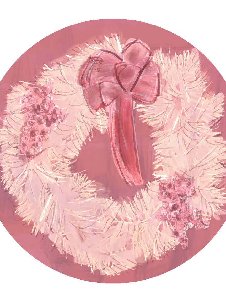 Christmas Coasters, Set of 4, Vintage Holiday Wreath for wholesale by Gather Goods Co - Cards, Coasters, Tea Towels, Art, Mugs