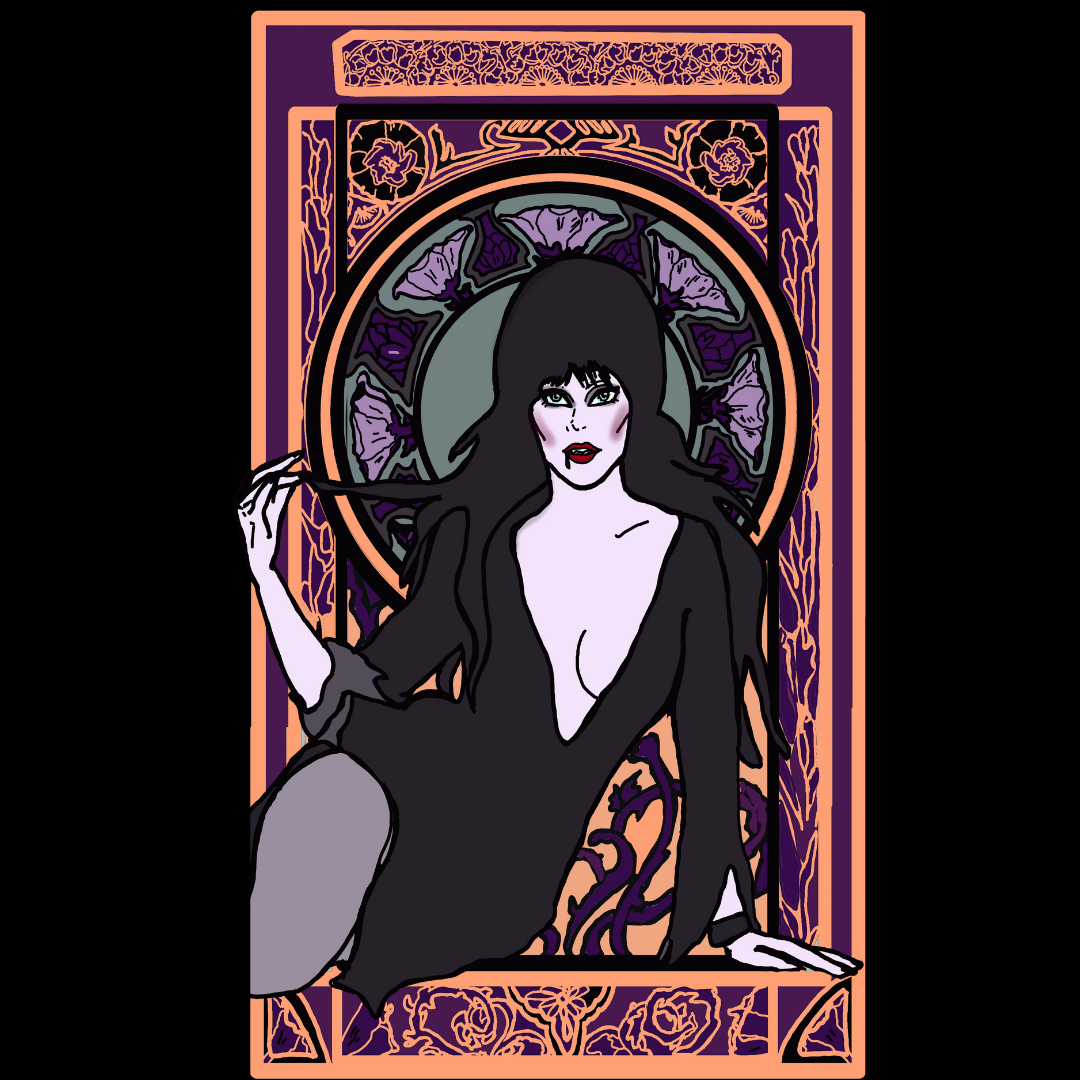 Haunted Fembot - Wholesale Sticker - Elvira Glitter Water Bottle Sticker2