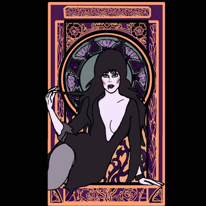 Haunted Fembot - Wholesale Sticker - Elvira Glitter Water Bottle Sticker2