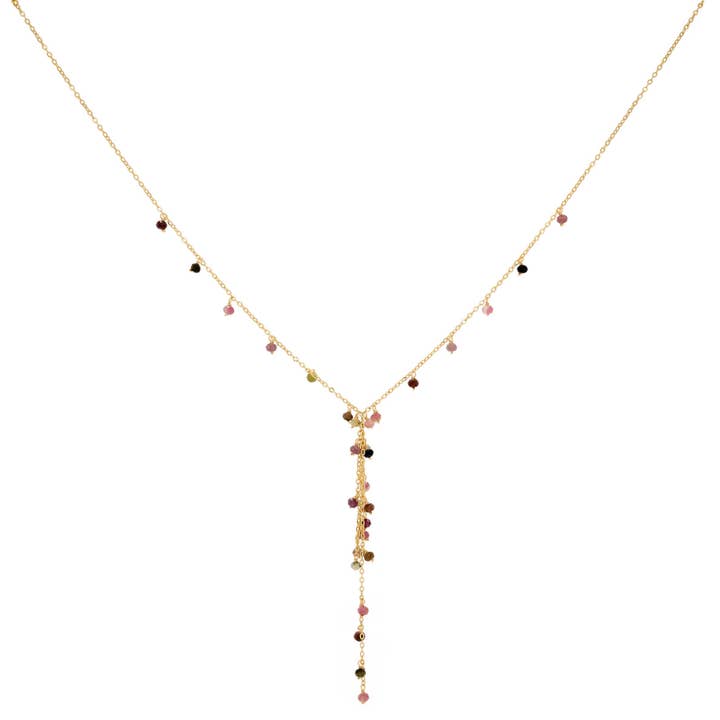 Collar tipo lazo con cuentas de turmalina y piedras preciosas de hiedra para venta al por mayor de Boho Betty