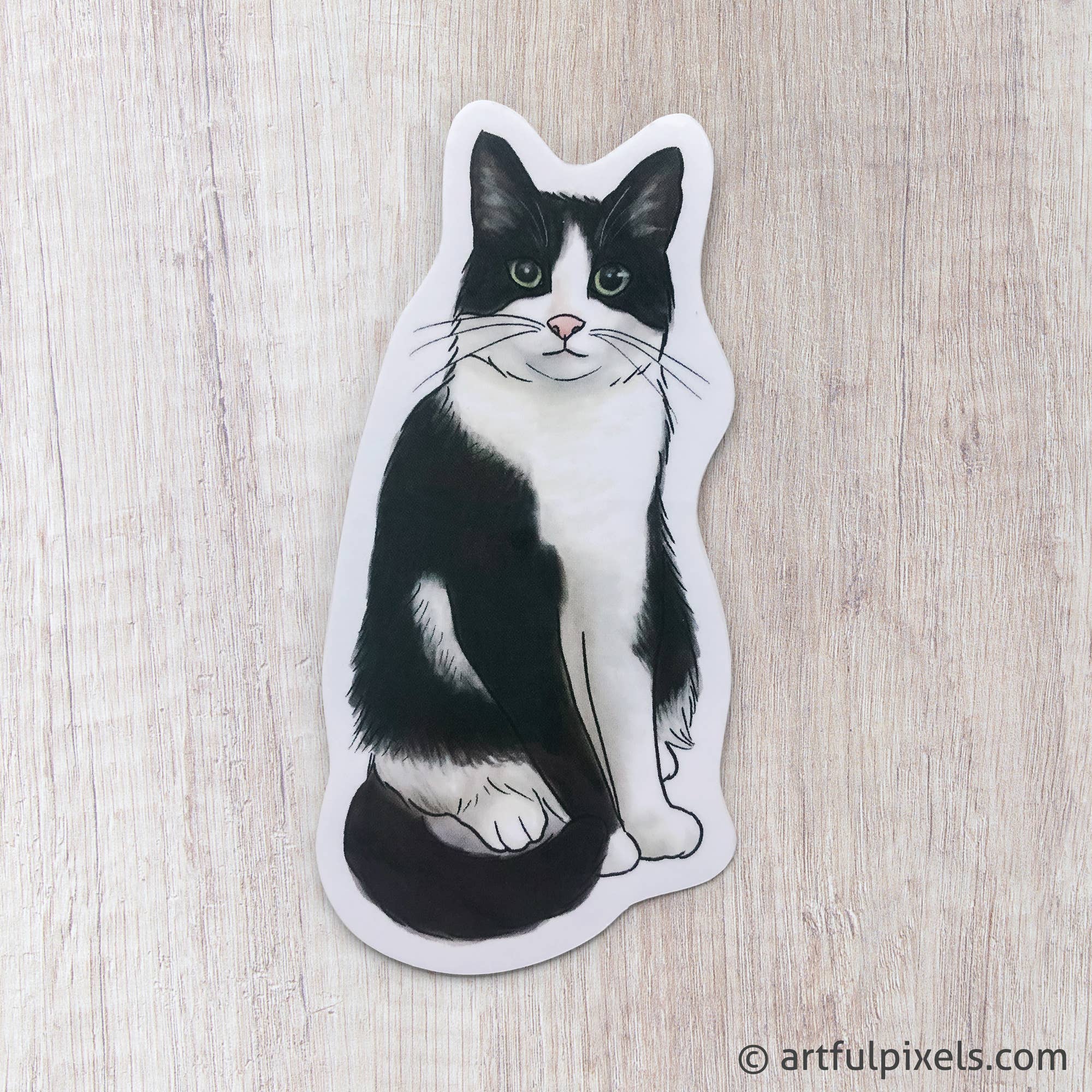 Artful Pixels - Wholesale Sticker - Tuxedo Cat Glossy Sticker, 4 inch1