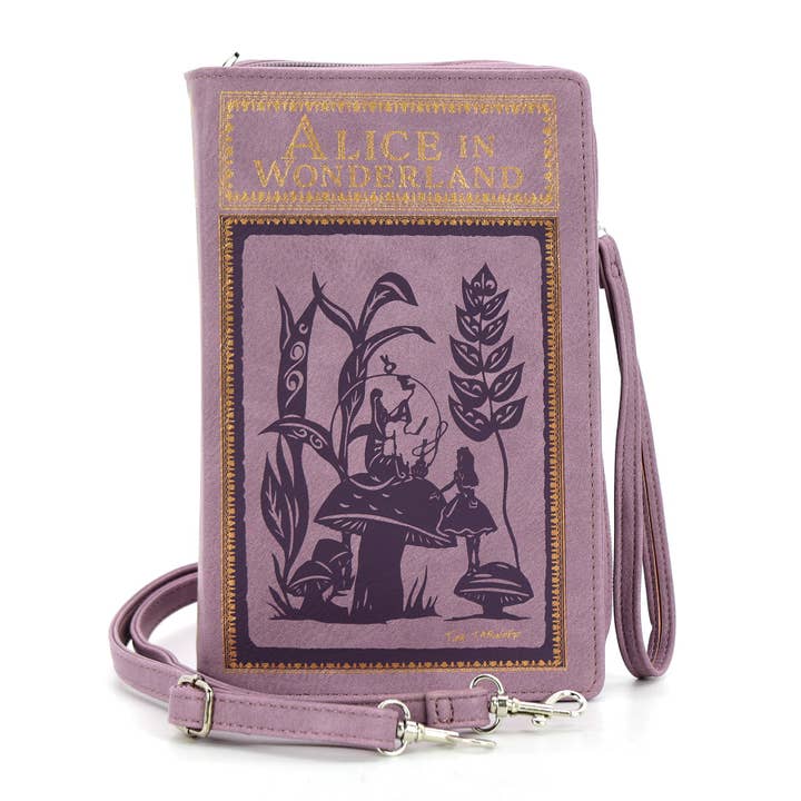 Alice in Wonderland Book Clutch Bag in Vinyl for wholesale by COMECO INC