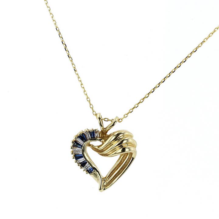 Blue Sapphire & Diamond Heart Pendant for wholesale by NYMAN JEWELERS